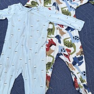 Carter's Blue and Multicolor Dinosaur Sailboat Footies